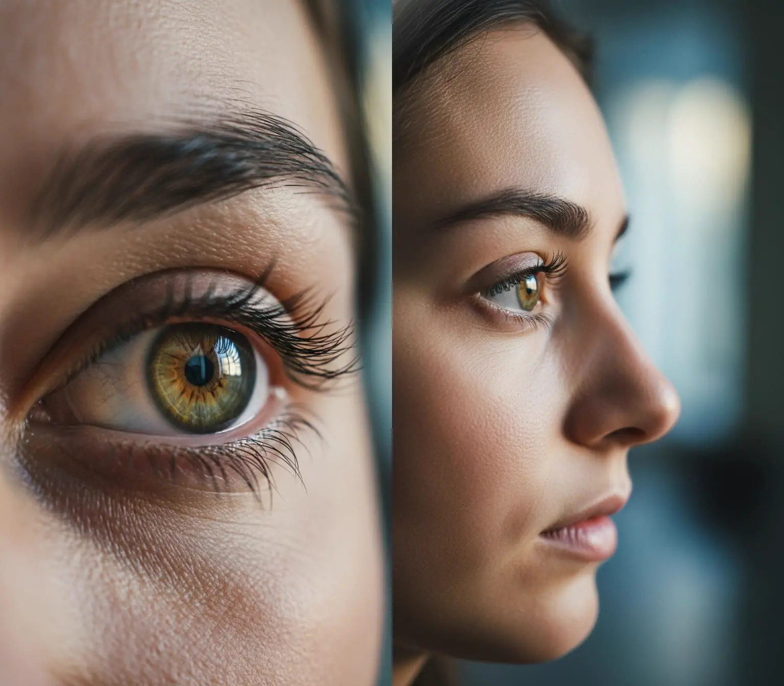 Ejemplos de retrato con un primer plano de un ojo y un rostro de perfil