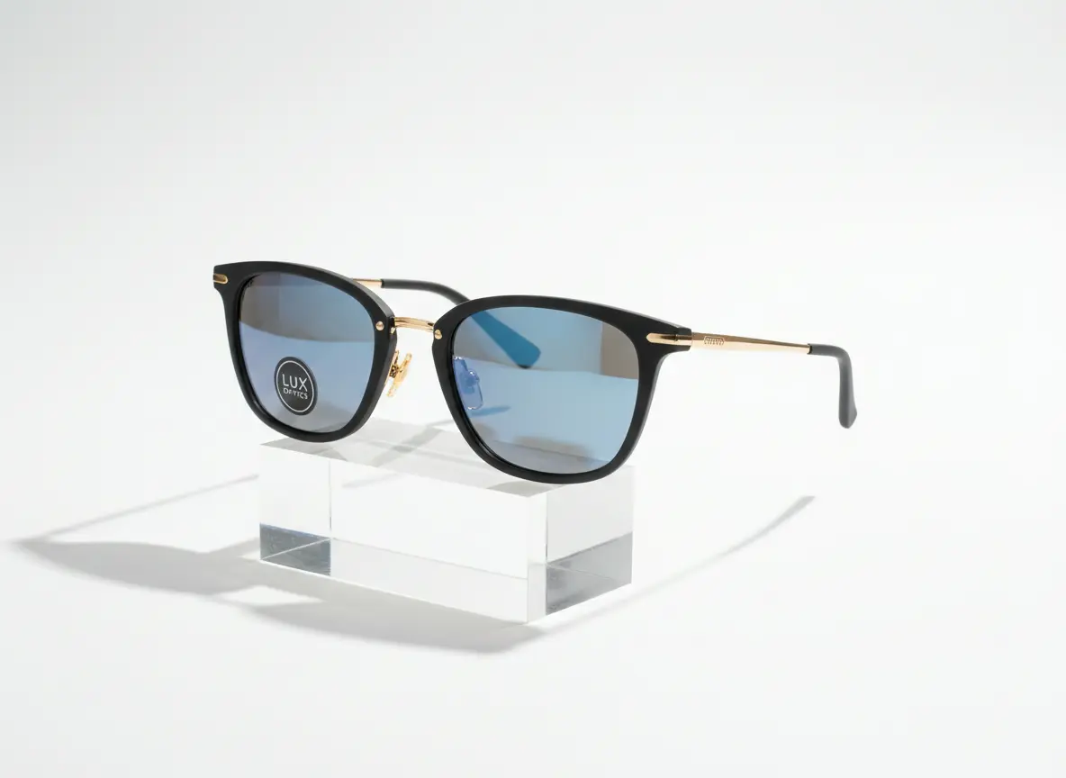 Gafas de sol sobre un expositor transparente como concepto de producto