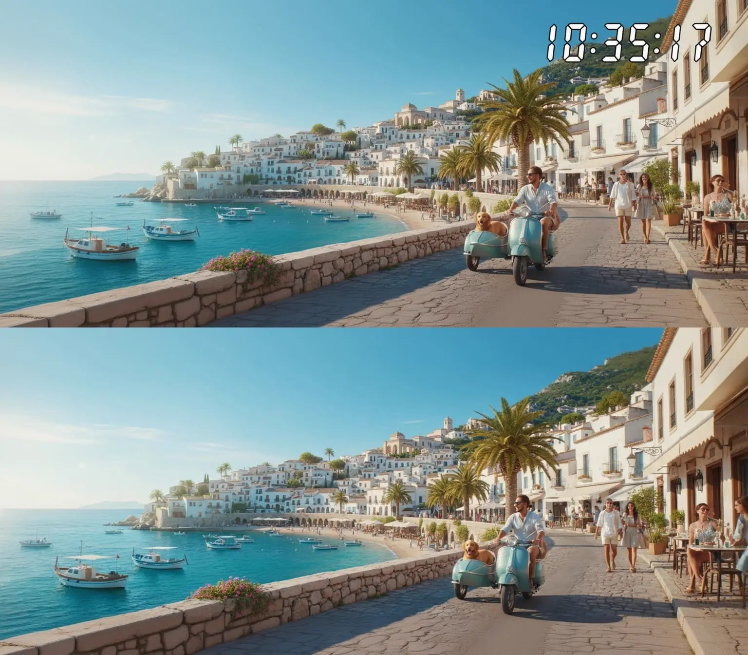 Ilustración de la eliminación de una hora superpuesta en un paseo junto al mar